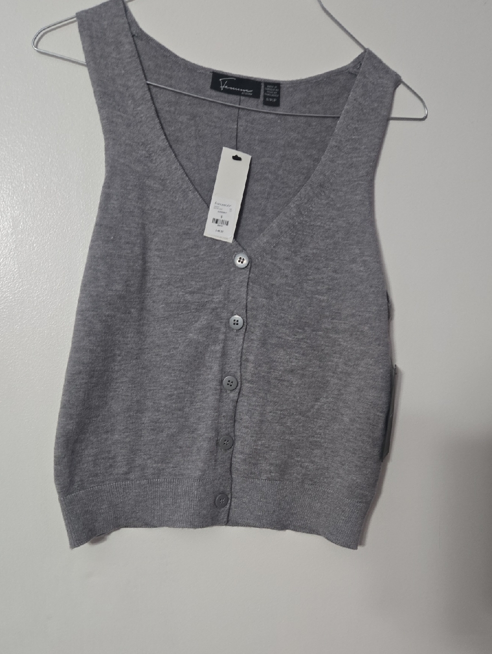 Francesca's Collections Gray Button-Front Knit Vest